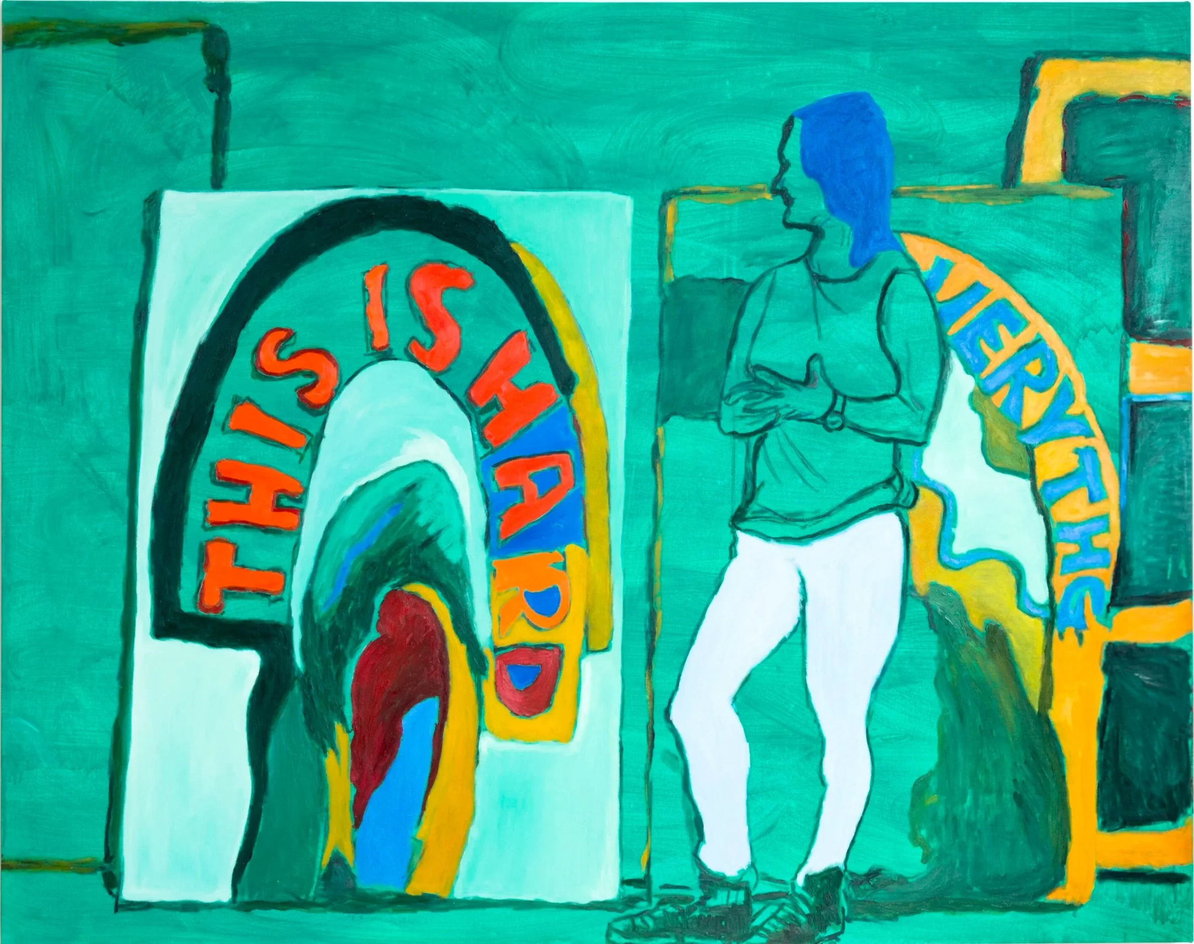 Liz in Her Studio, 2014 | Flashe and oil on canvas | 64 in x 81 in.