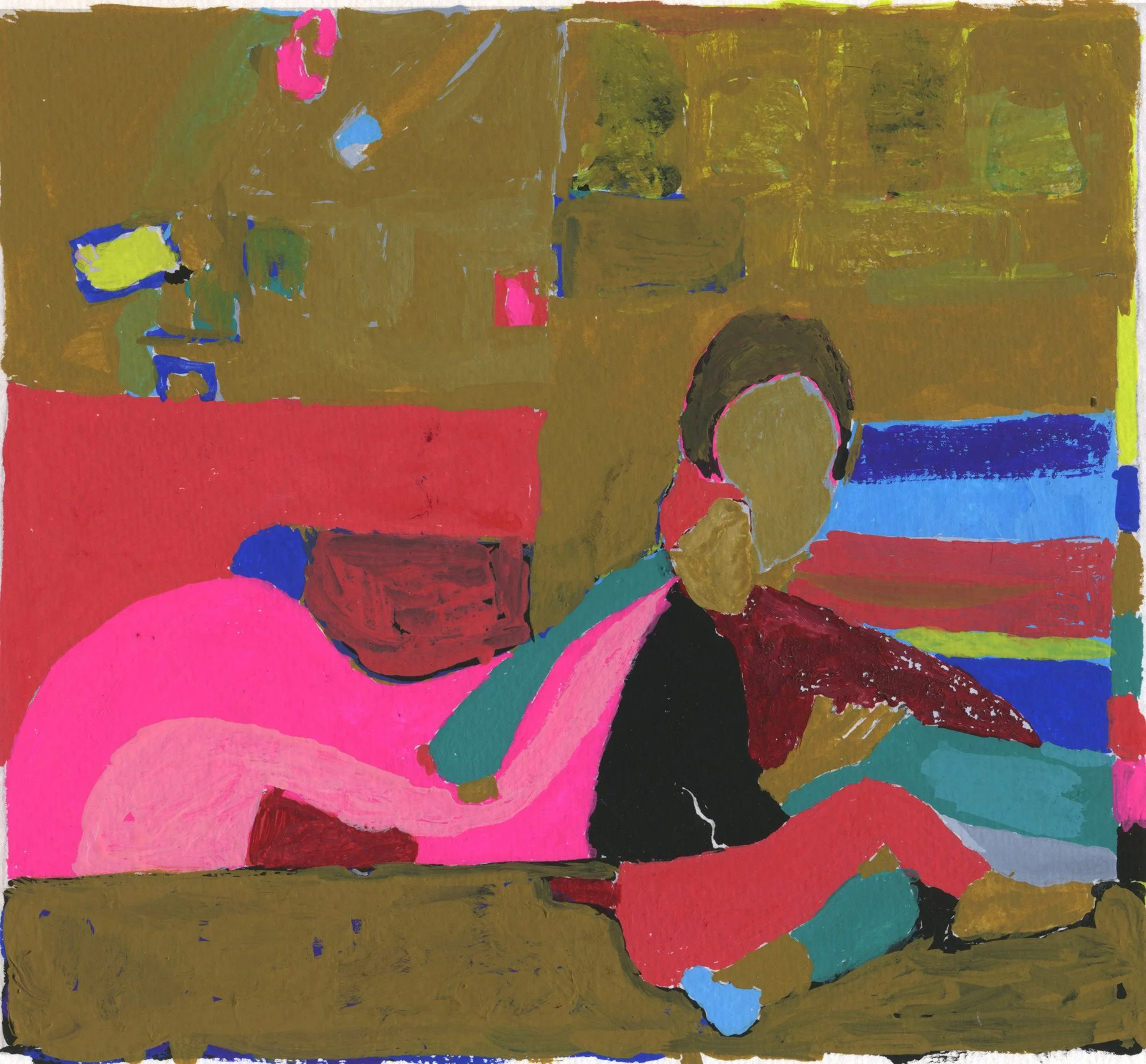 Tschabalala in Her Studio 2, 2016 | Ink and gouache on paper | 6 in x 9 in.