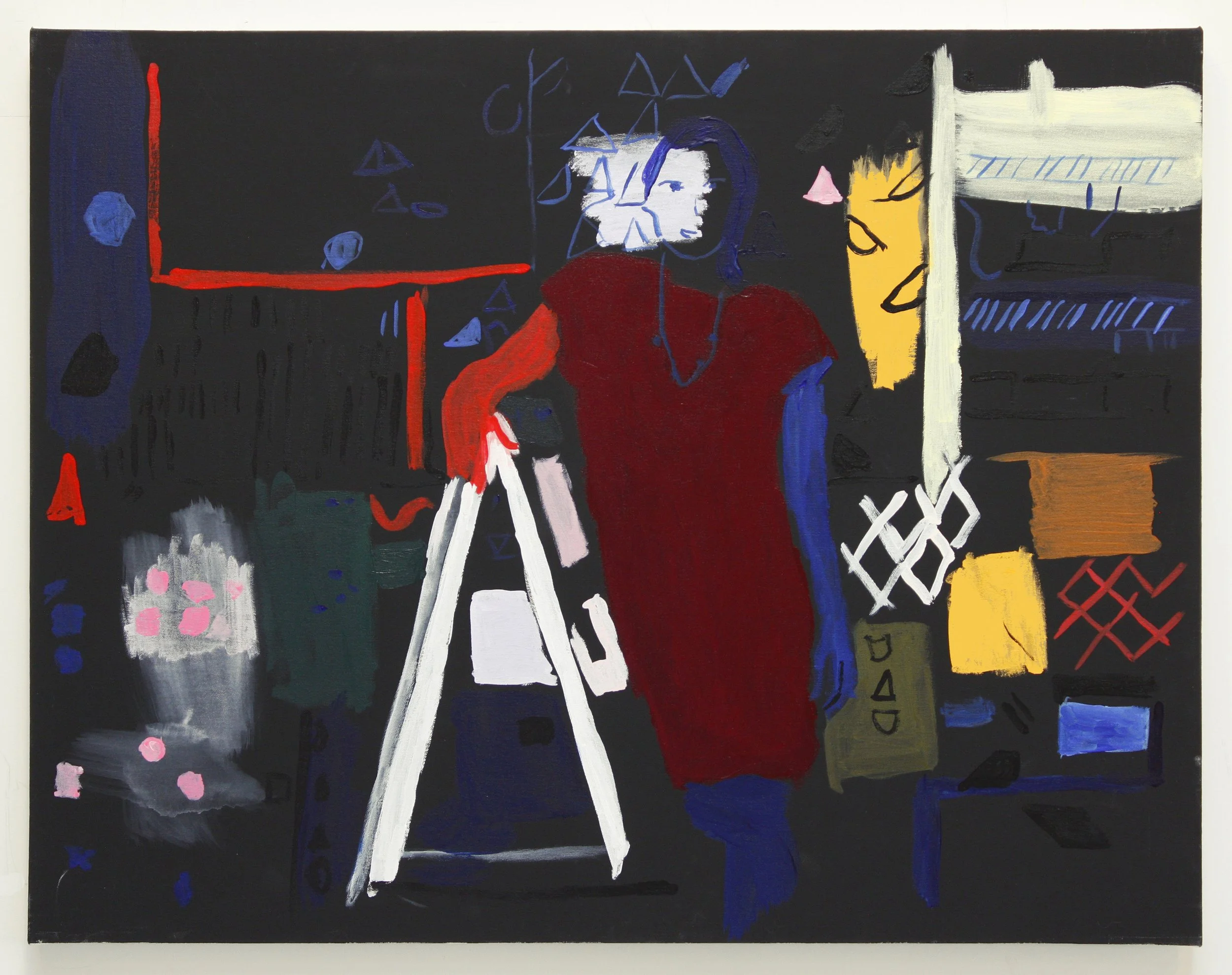 Ruth in Her Studio, 2019 | Acrylic on canvas | 28 in x 36 in.