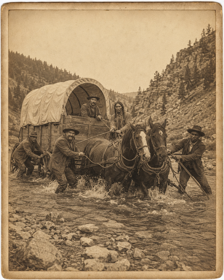 The Passage Crew crossing a stream