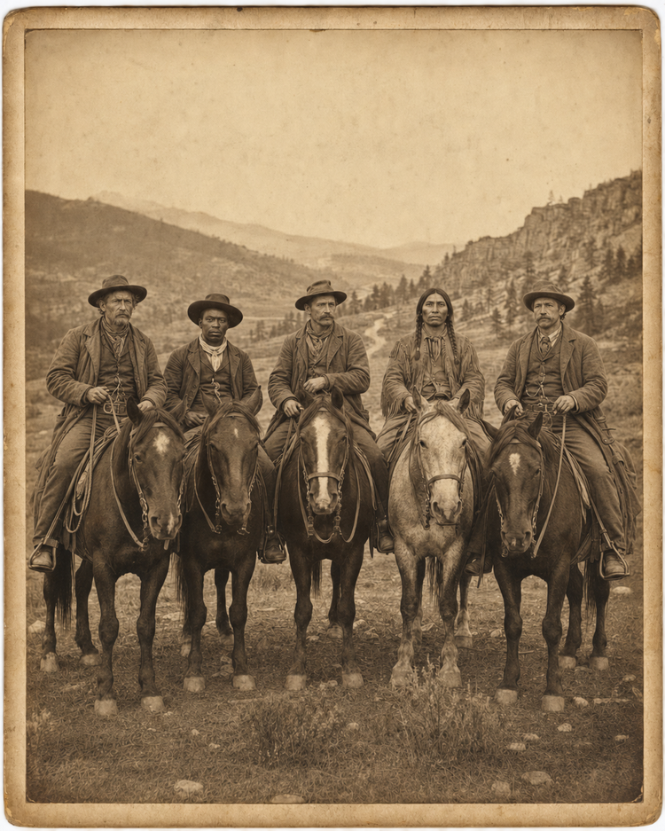 Members of the Passage Crew on horseback