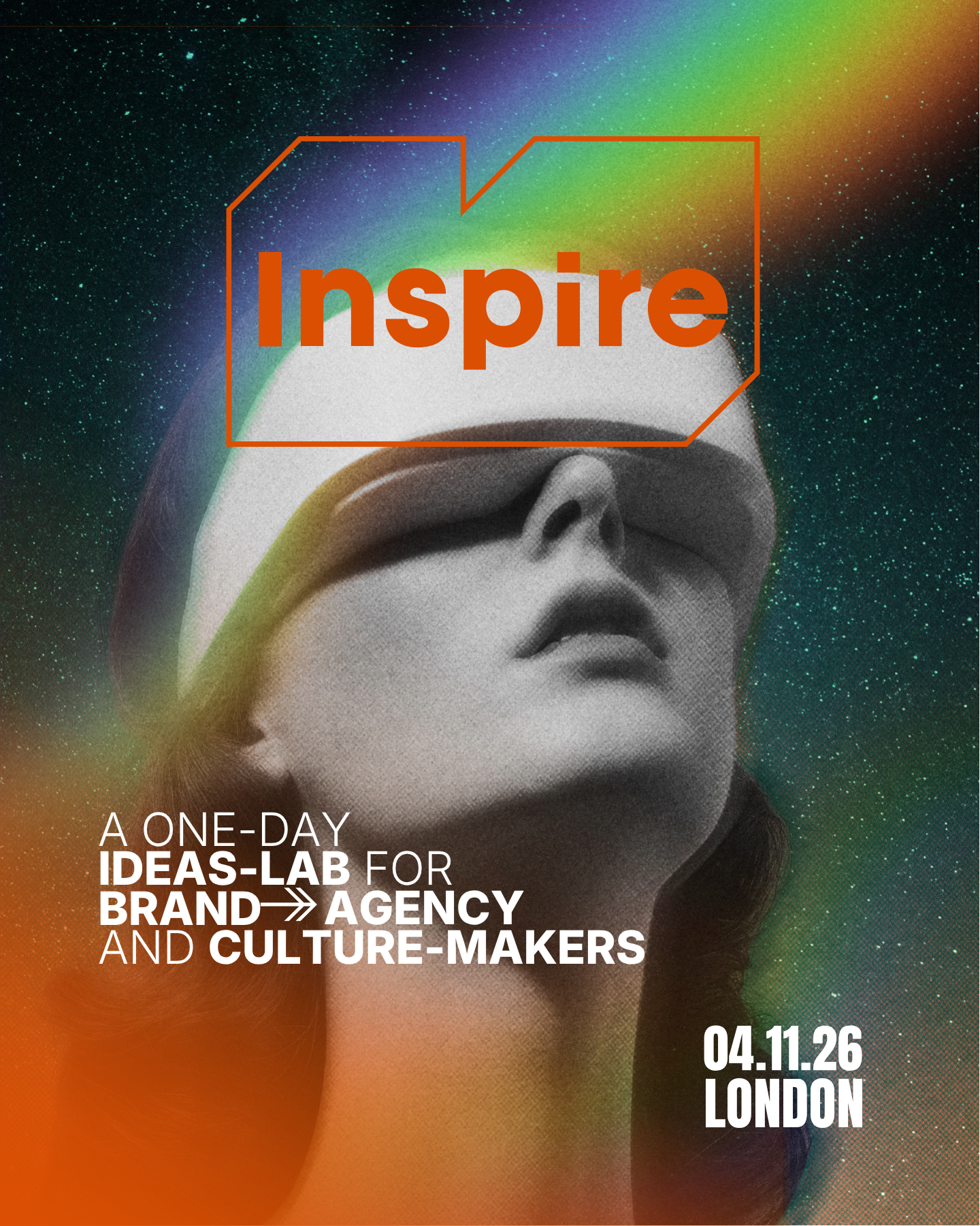 Woman staring at the future of creativity on the Inspire event poster 2026