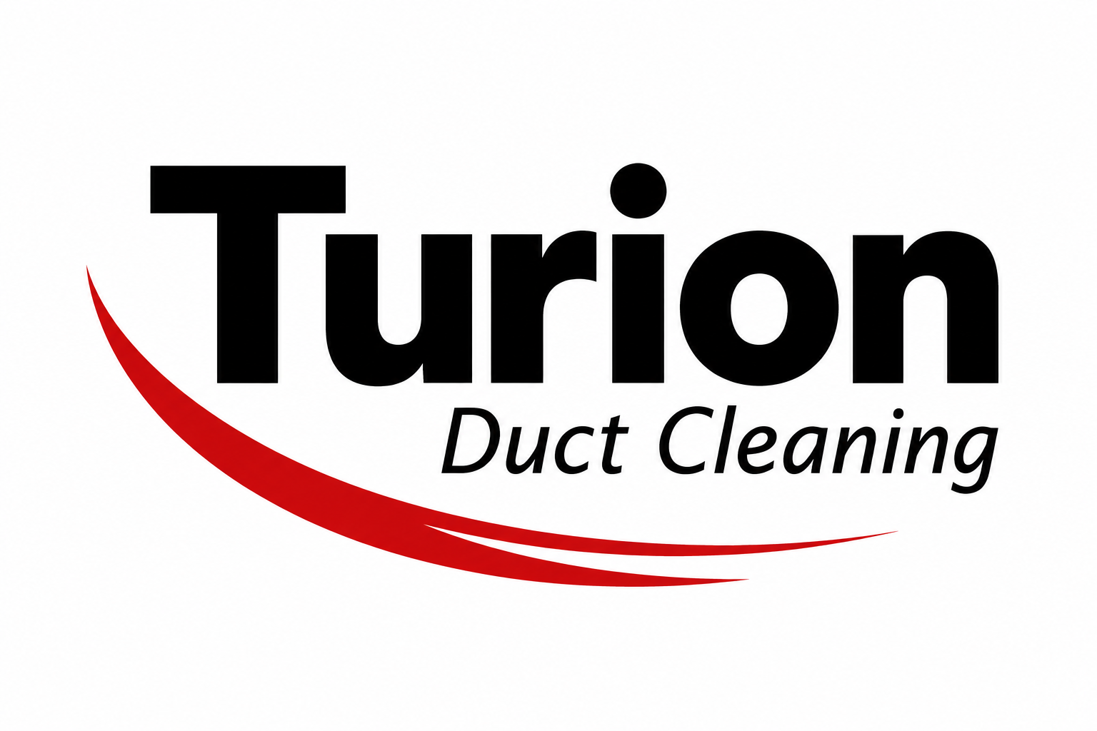Turion Duct Cleaning logo with black text and a red swoosh on a white background.