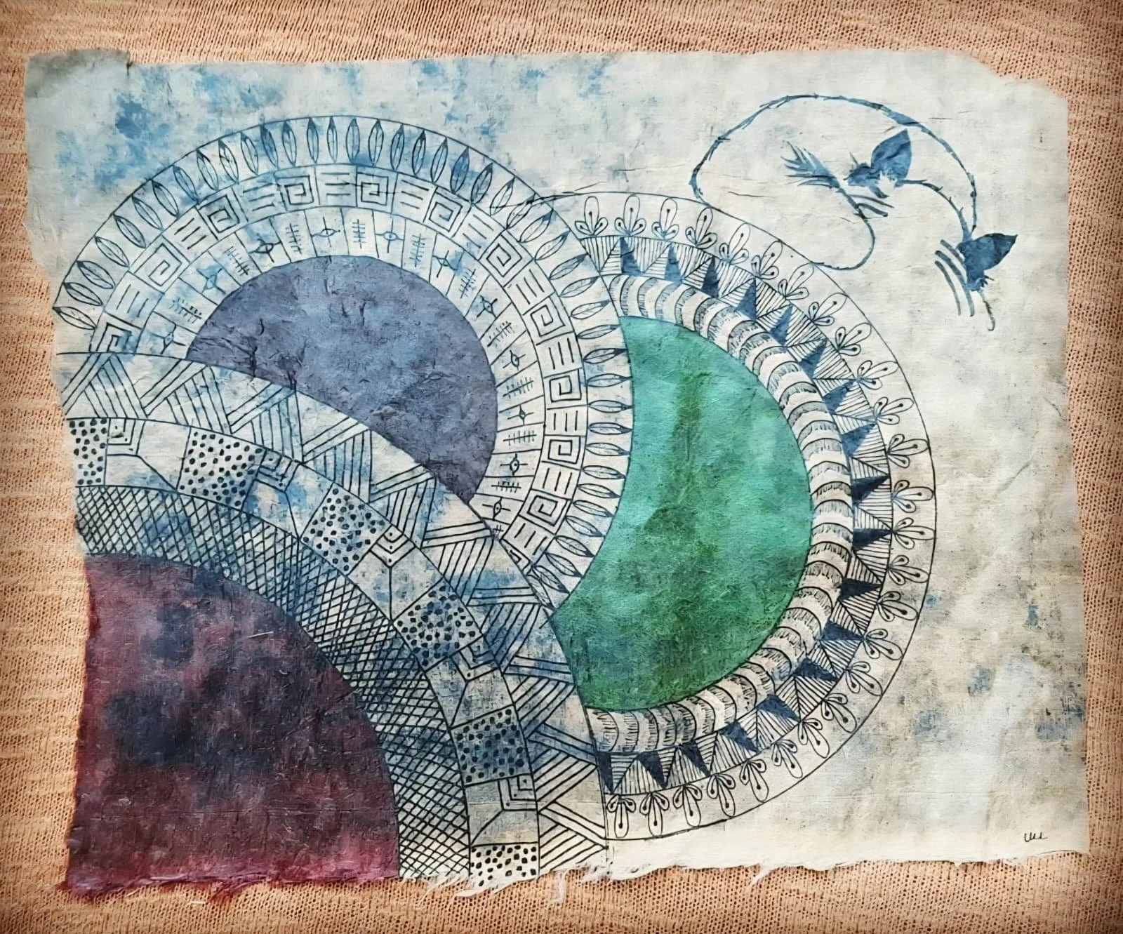 let 'em in - 9" x 11.25" - ink, markers, hanji paper