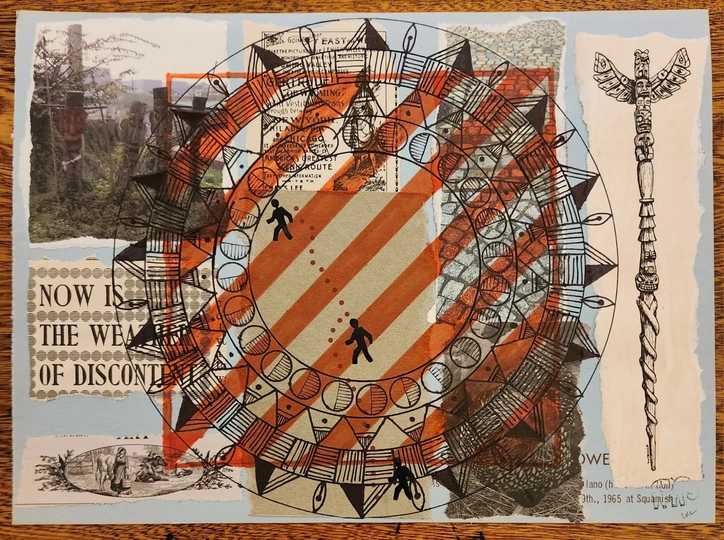 regardless, walk - 8" x 10.75" - ephemera, reclaimed paper, ink, marker