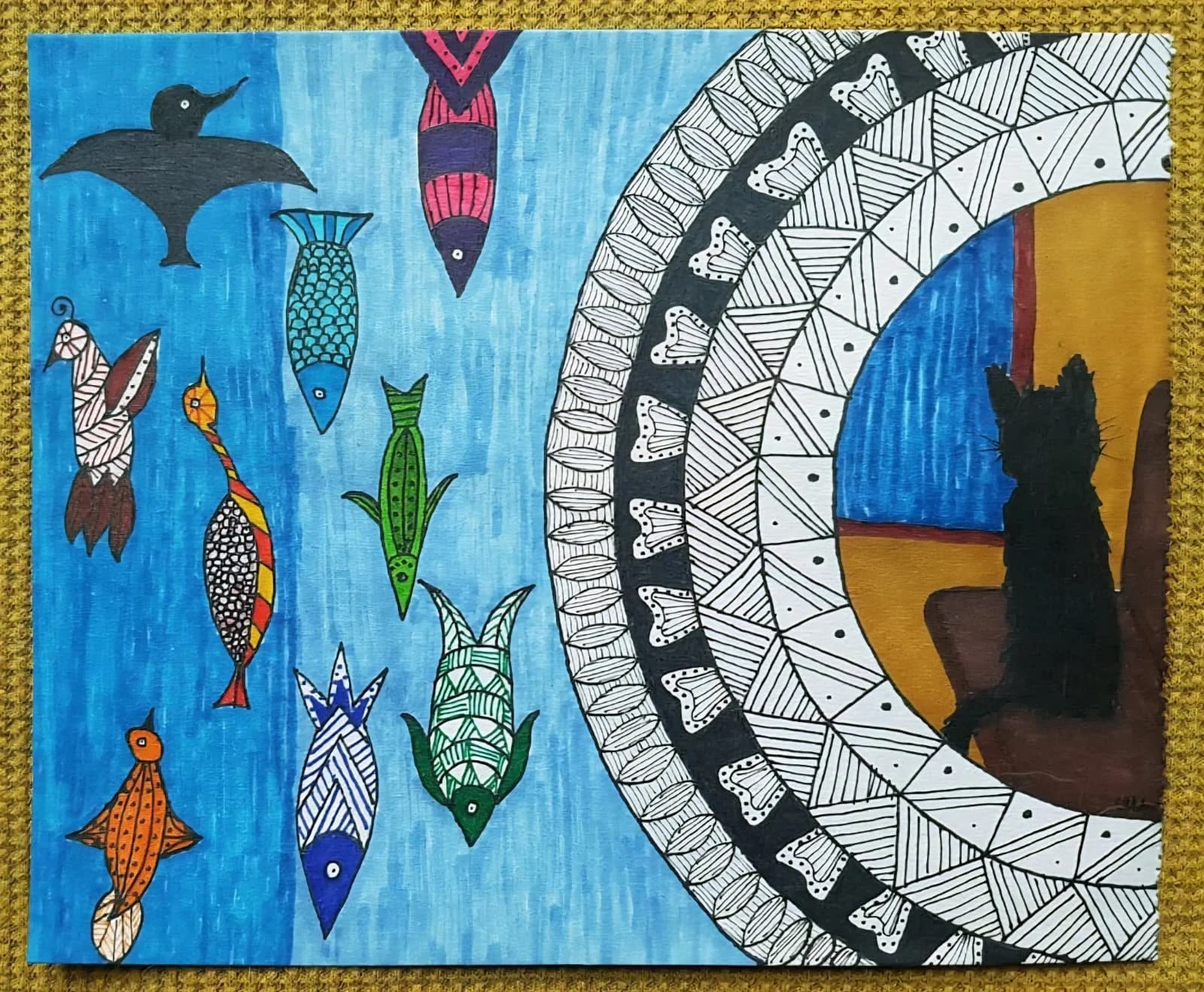 watch - reclaimed paper, markers, inks