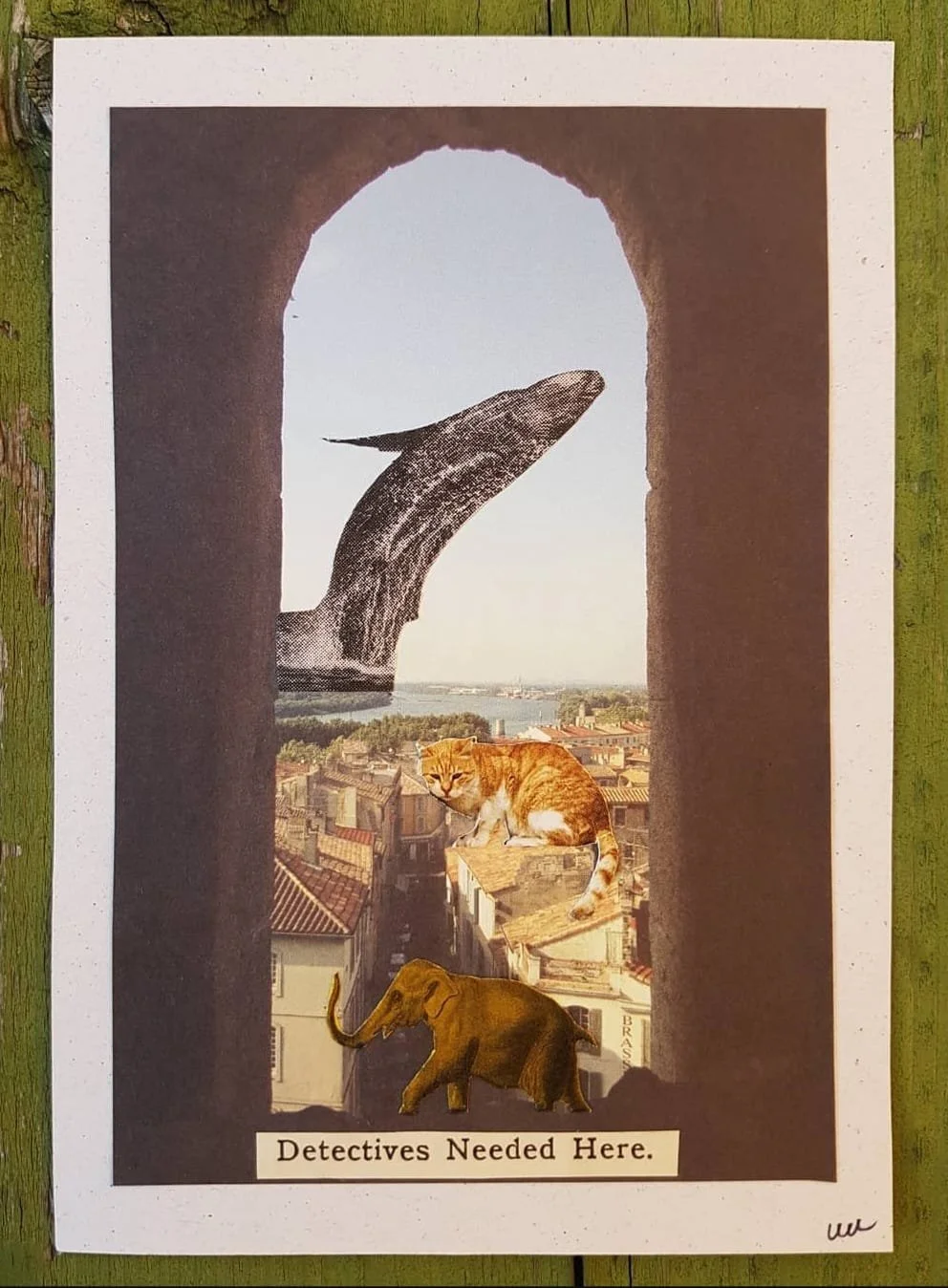 help needed - 5.75" x 4" - reclaimed paper, ephemera