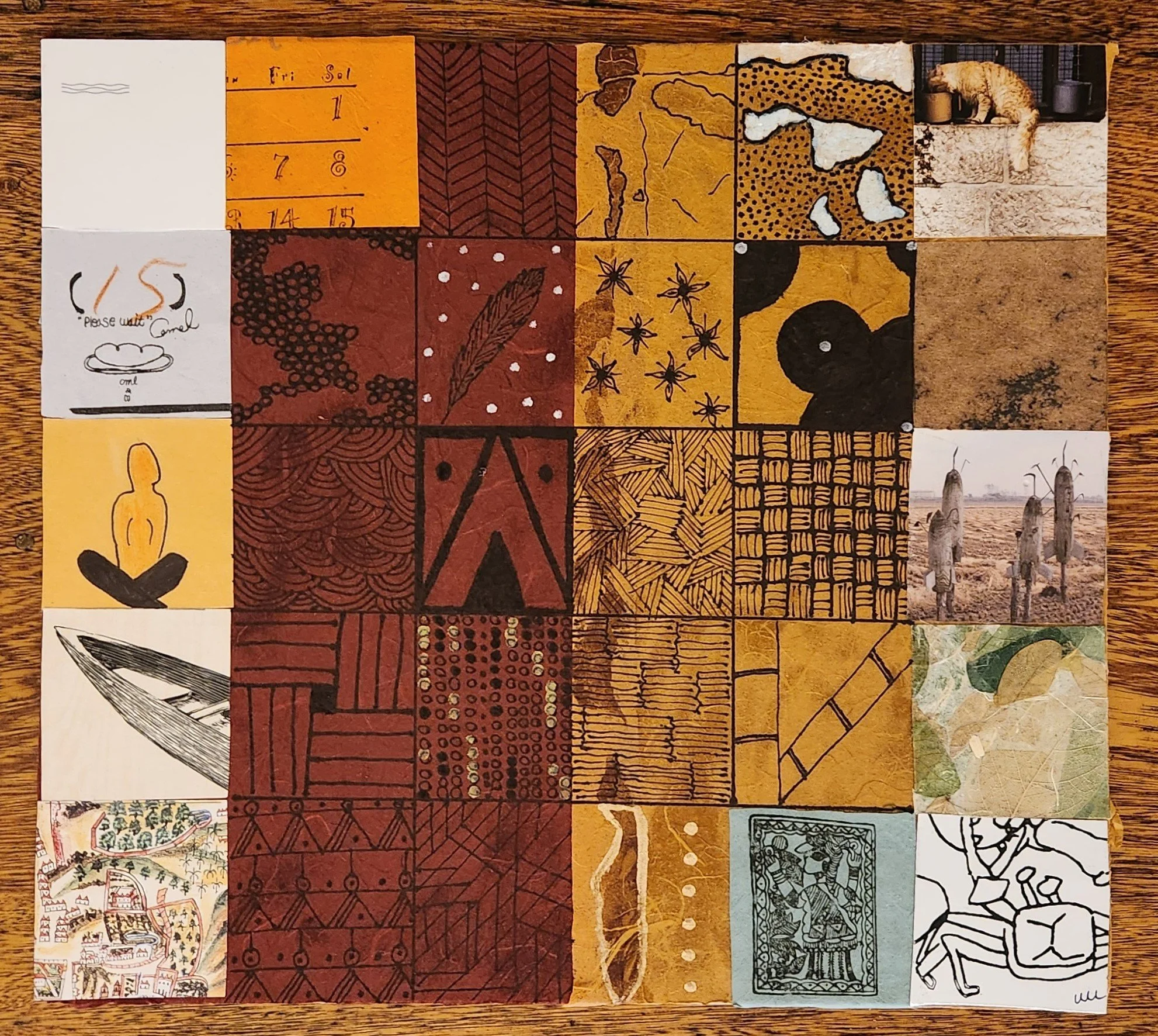summer 2025 - 10" x 12" - ephemera, hanji, ink, markers, collage