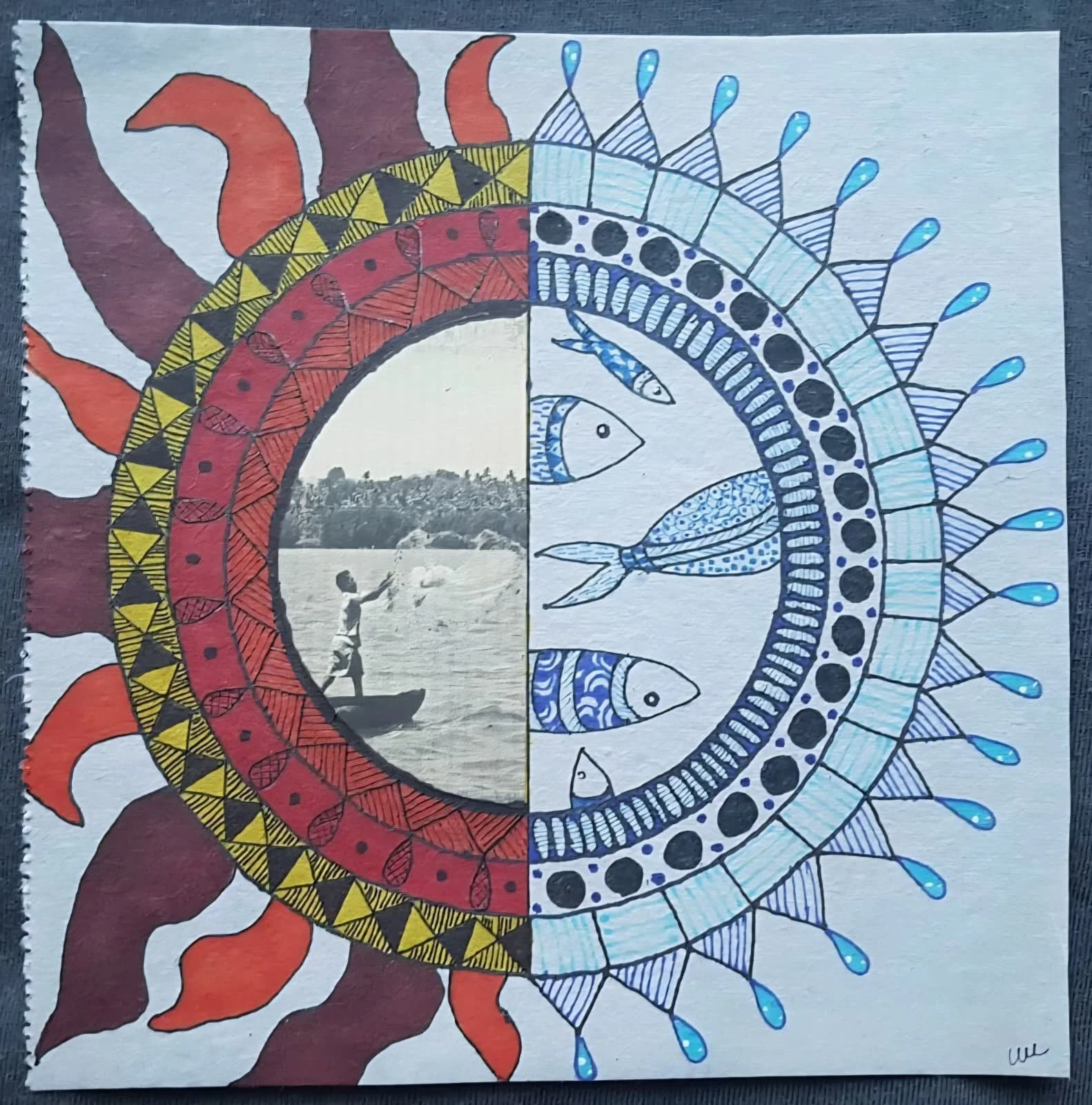 you never know - 6.25" x 6.25" - ephemera, reclaimed paper, markers