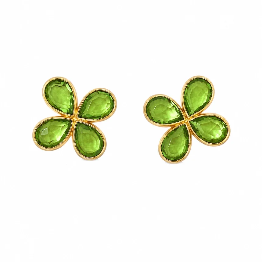 Kyle Flower Stud  Peridot