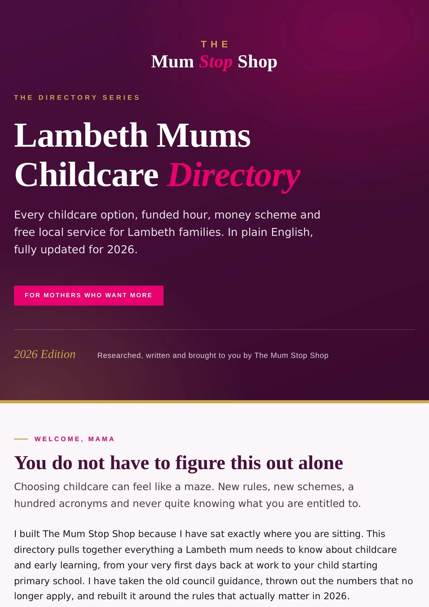 Lambeth Mums Childcare Directory