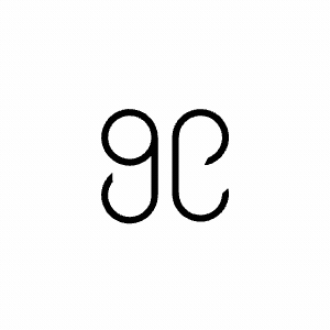 The image features a stylized letter G and the letter C mirrored to create a symmetrical design.