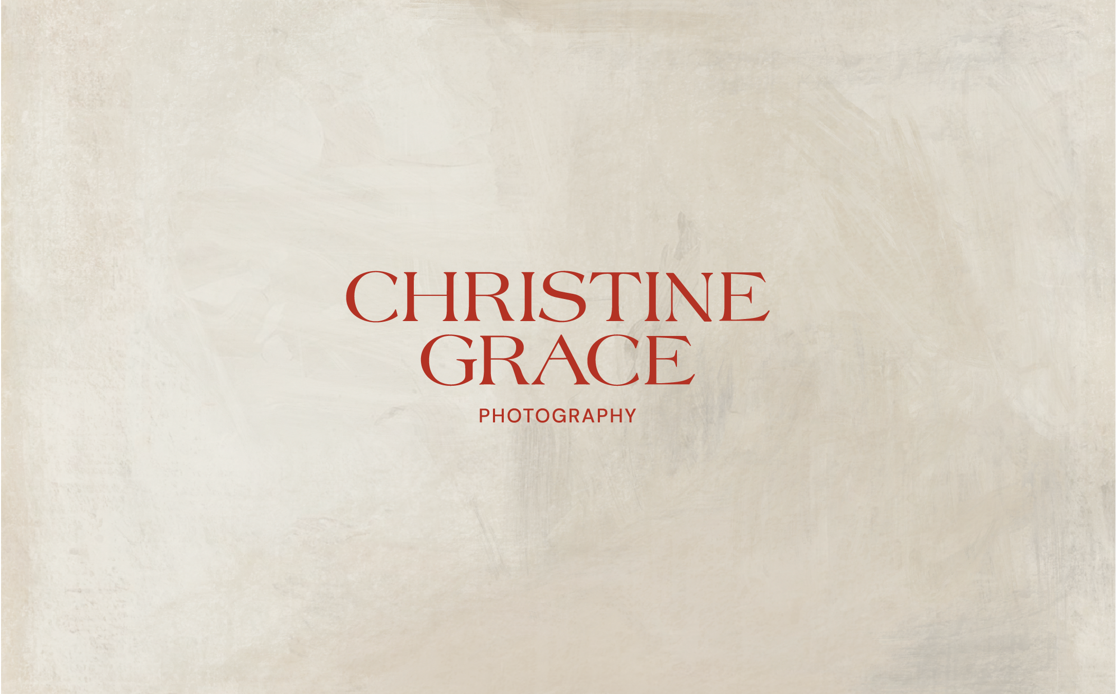 A beige textured background with the Christine Grace logo featuring large red letters and 'Photography' in smaller red letters below.