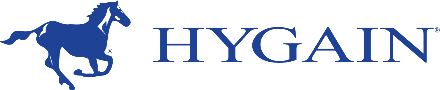 Hygan logo featuring a stylized blue dog next to the word 'HYGAN' in blue letters.
