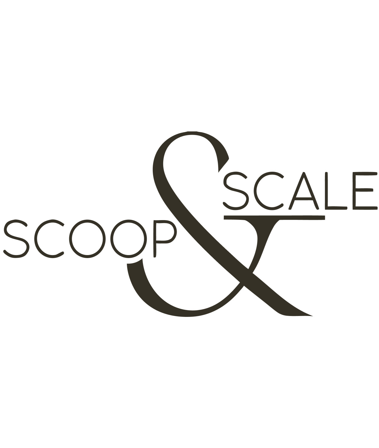 Stylized text logo reading 'Scoop & Scale' with an ampersand design connecting the words.