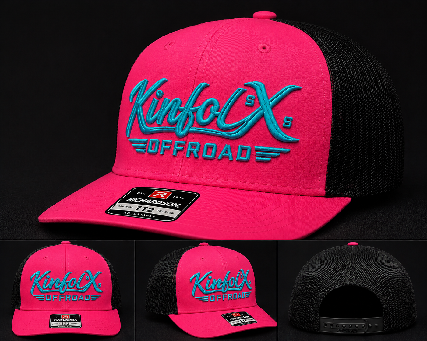 Pink / Black + Turquoise embroidery