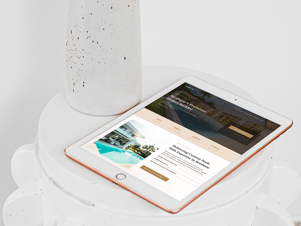 Professional website design on ipad for a local builder.