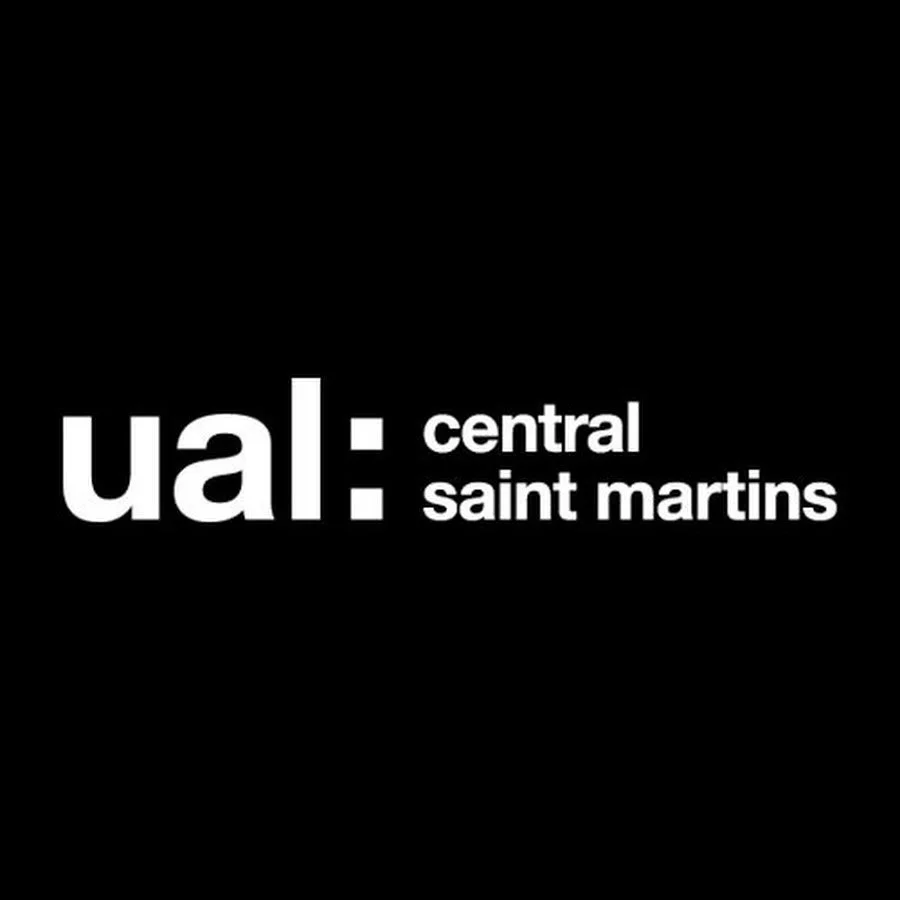 Text reading 'uai: central saint martins' on a black background.