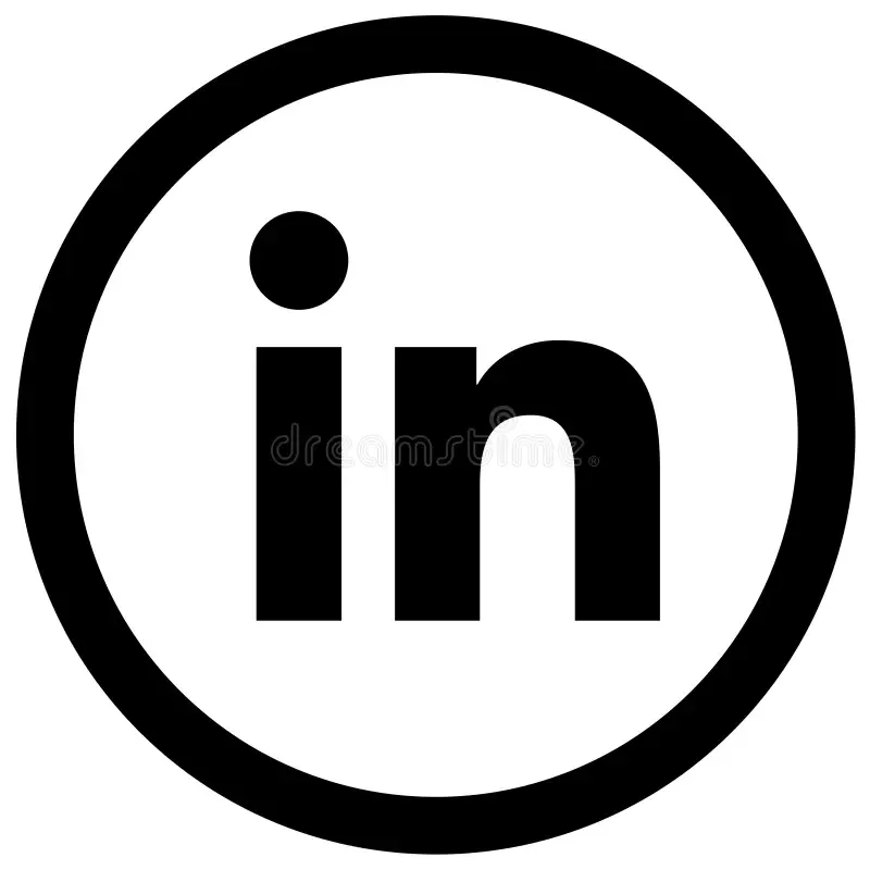 LinkedIn logo in black and white.