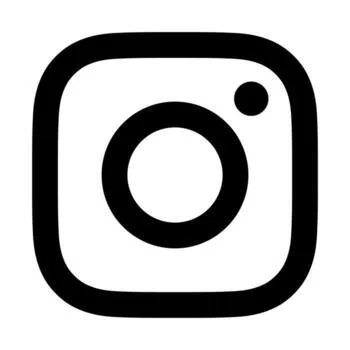 Instagram logo with a black outline on a white background.