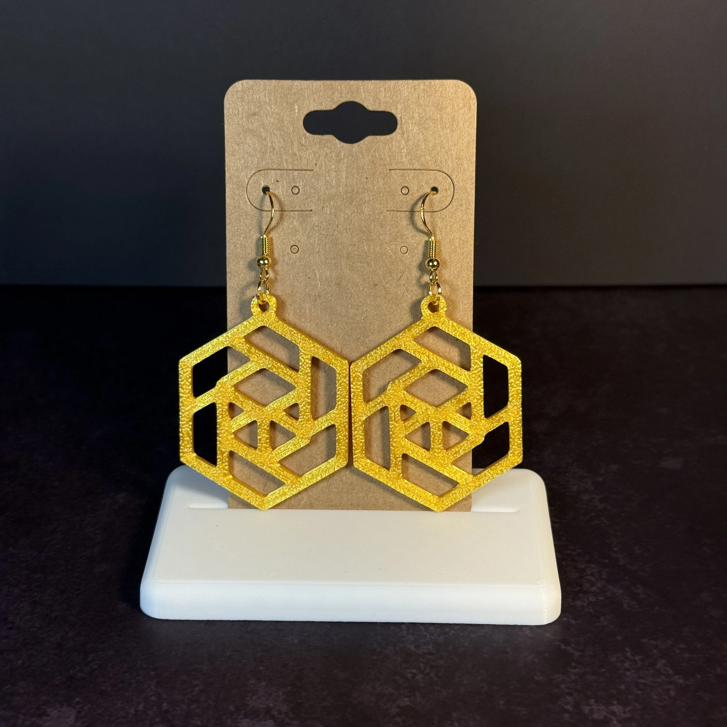 Cube in Trapezoids in Hexagon Earrings