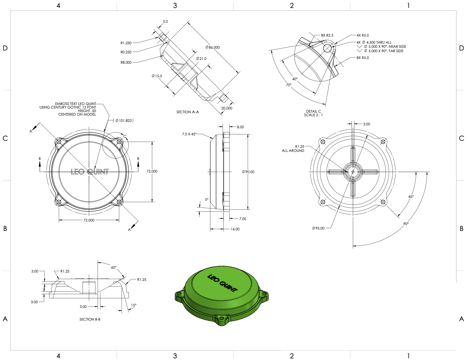 cap model and drawing
