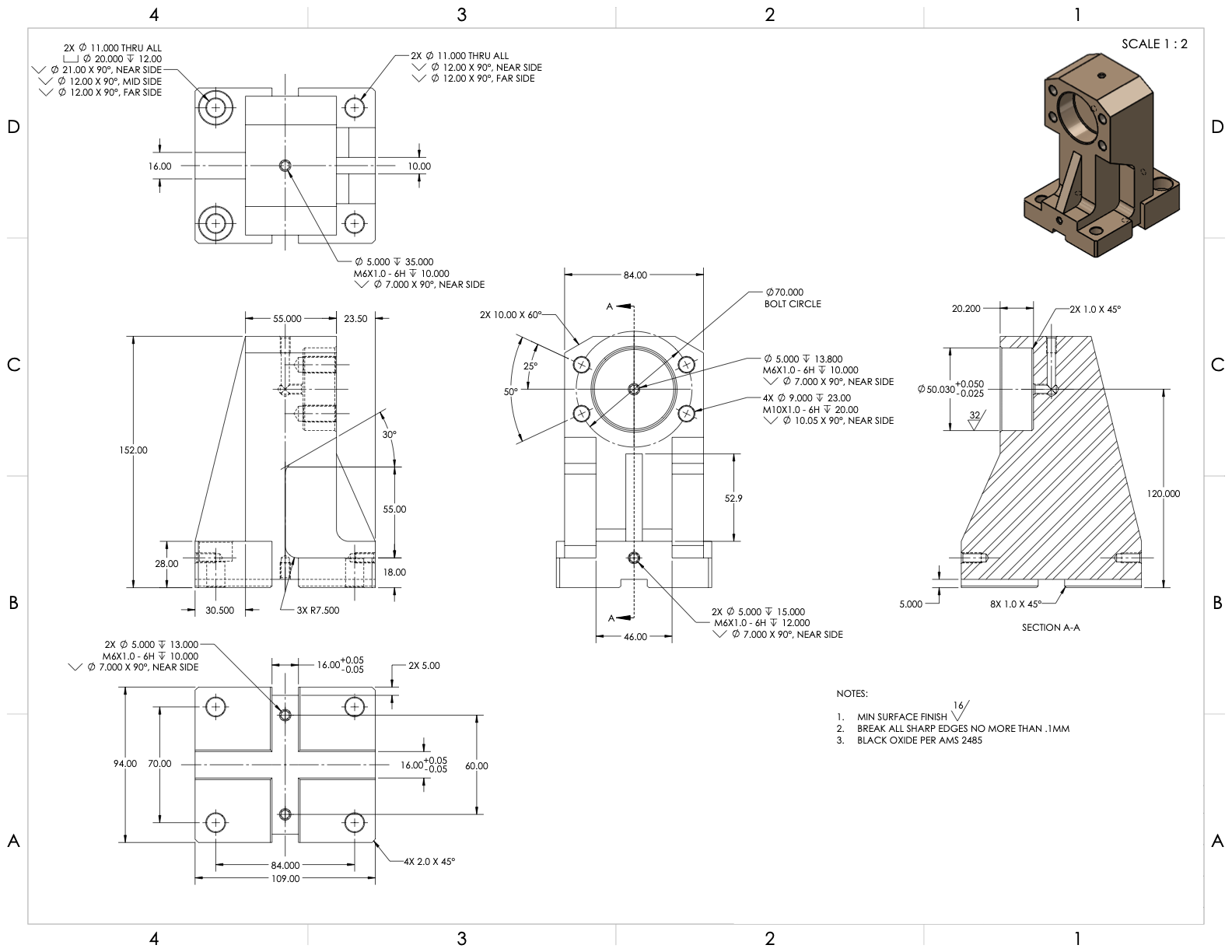block model and drawing