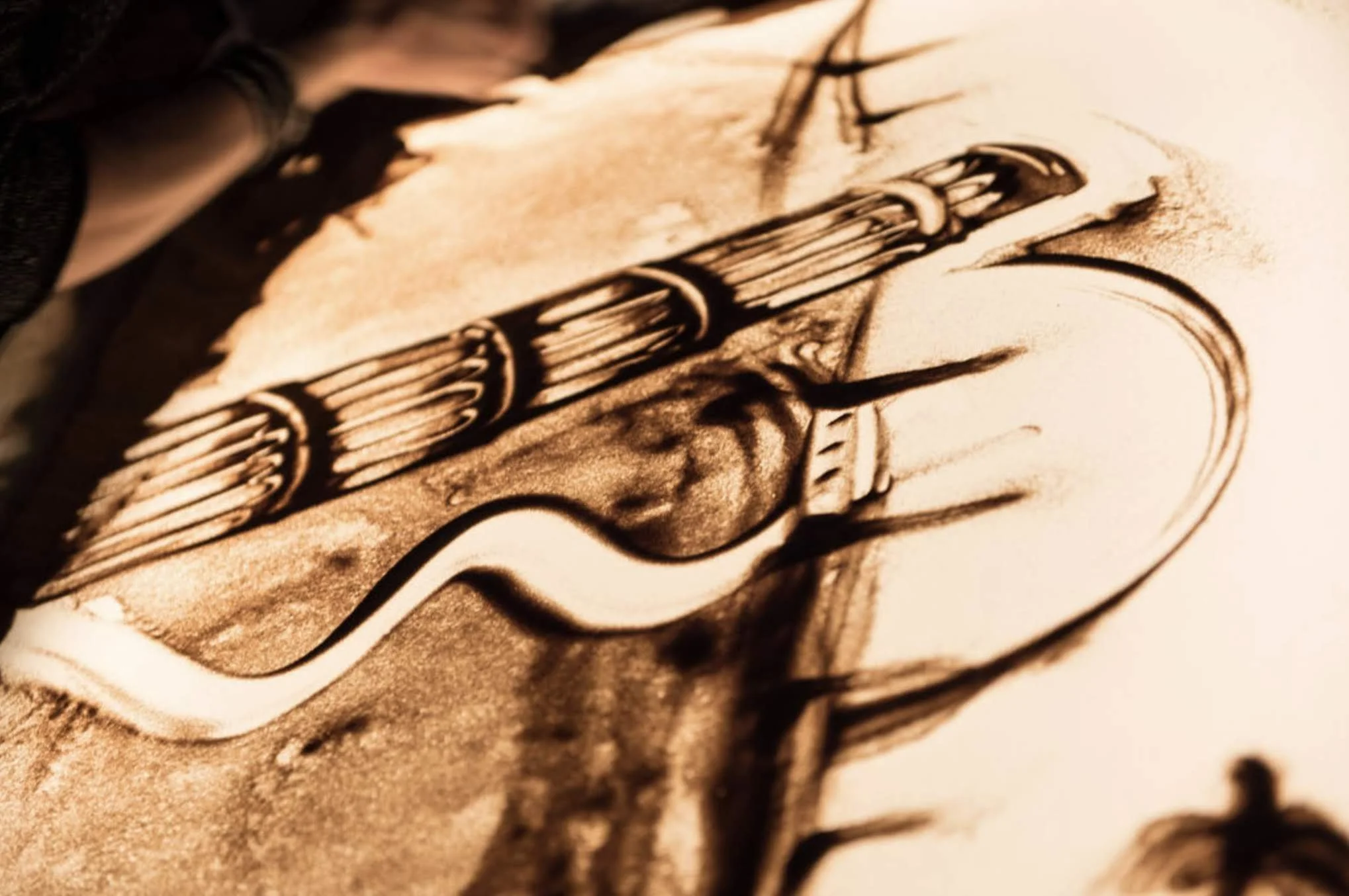 Disegno realizzato dal vivo nella sabbia da Nadia Pretto, sand artist, durante uno spettacolo