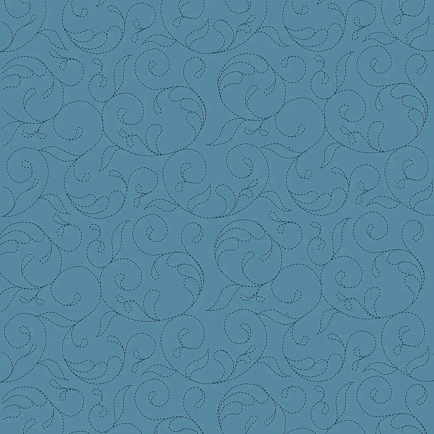 Light blue fabric with an embroidered pattern of swirling, curved lines stitched with darker blue thread.