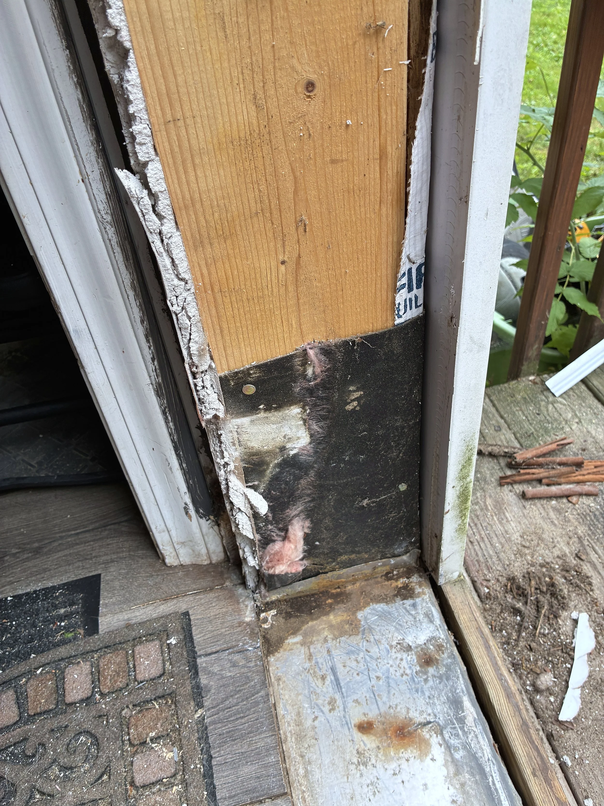 Luckily, the builders installed guards on both trimmers so the framing is protected.