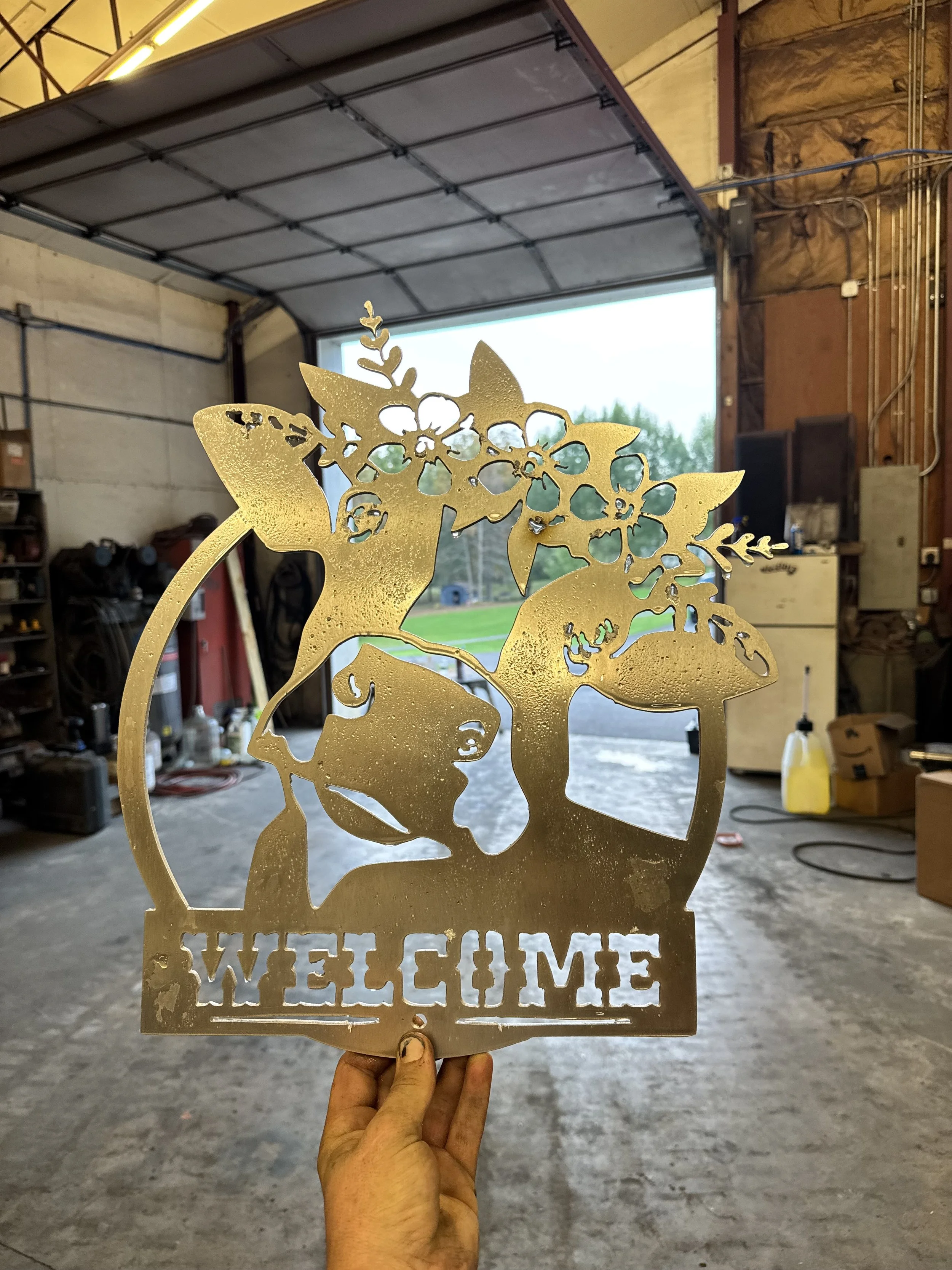 cow face welcome sign