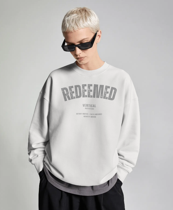 OG Collection Redeemed  Oversized Fleece Crew in Heather Oatmeal