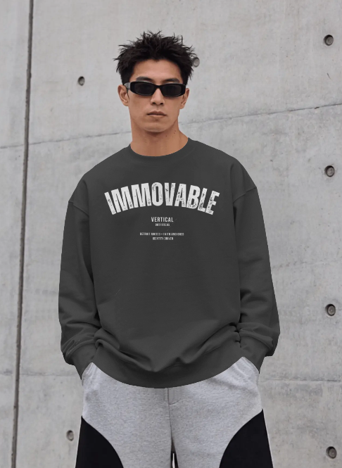 OG Collection Immovable Oversized Fleece Crew in Heather Charcoal