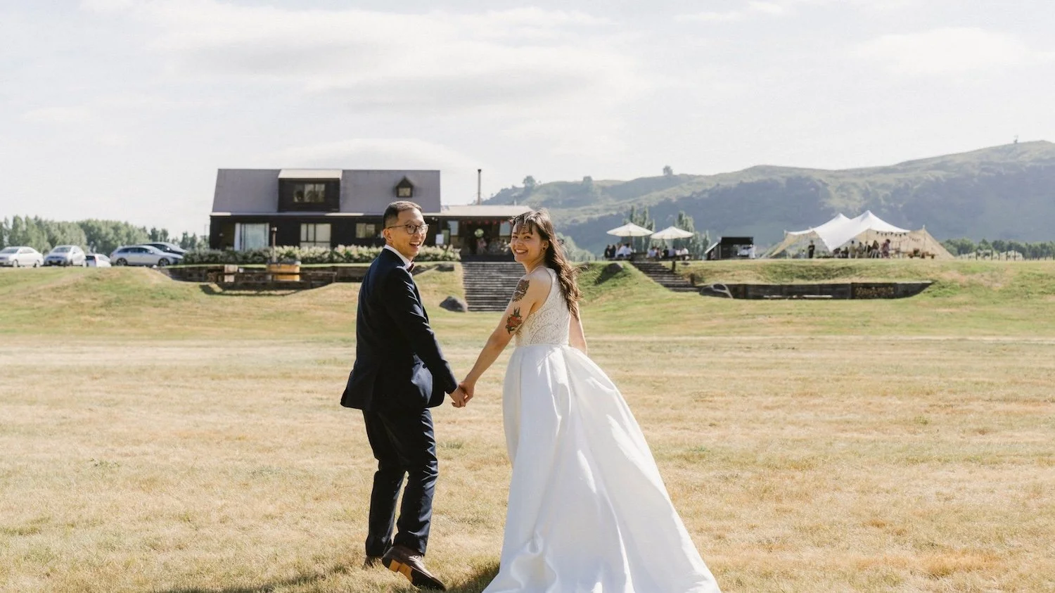 Rathmoy Estate intimate wedding beside the Rangitikei River at the Rathmoy Riverside Lodge.