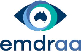 Emdraga logo featuring an eye with a game controller in the center