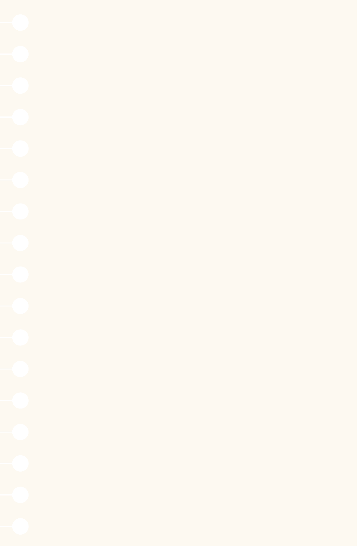 Blank notebook page with black dotted spiral binding on the left side and blank space for writing.