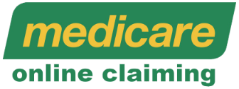 Medicare online claiming logo in green and yellow