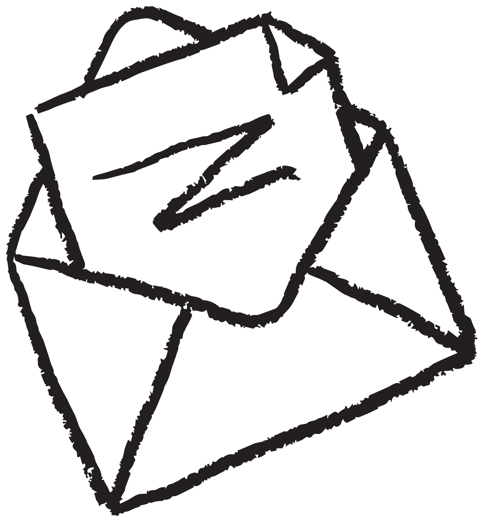 Line drawing of a tilted box with a smaller box inside, on a black background.