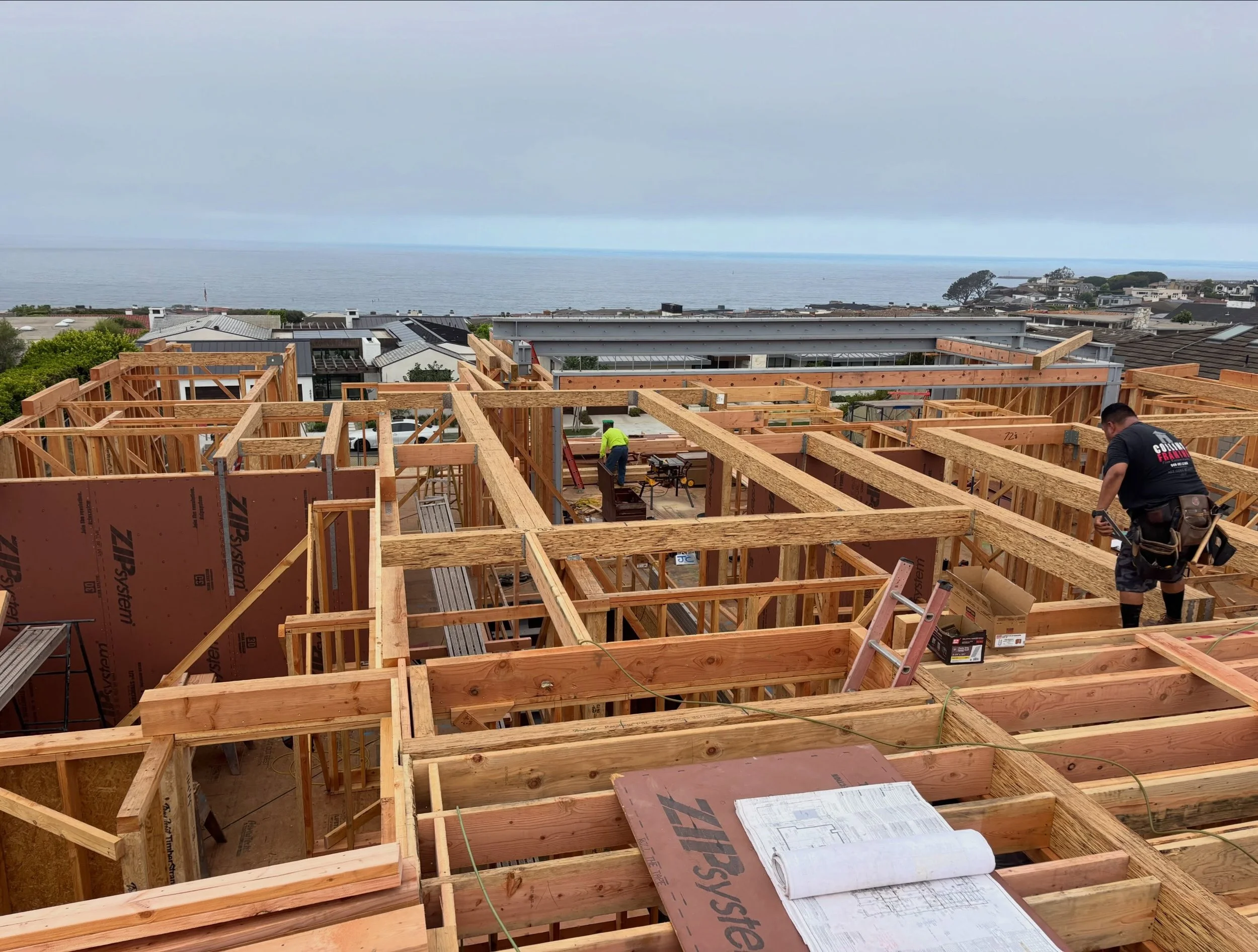 Custom home framing coming together on the coast. 🔨

Structural steel, engineered lumber, roof framing and a whole lot of coordination going into this one. There&rsquo;s nothing better than watching a set of plans start taking shape in the real worl