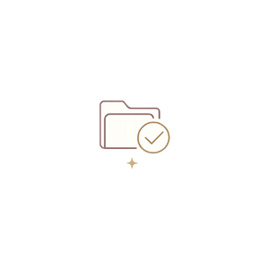 Folder icons with a checkmark badge indicating completion or verification.