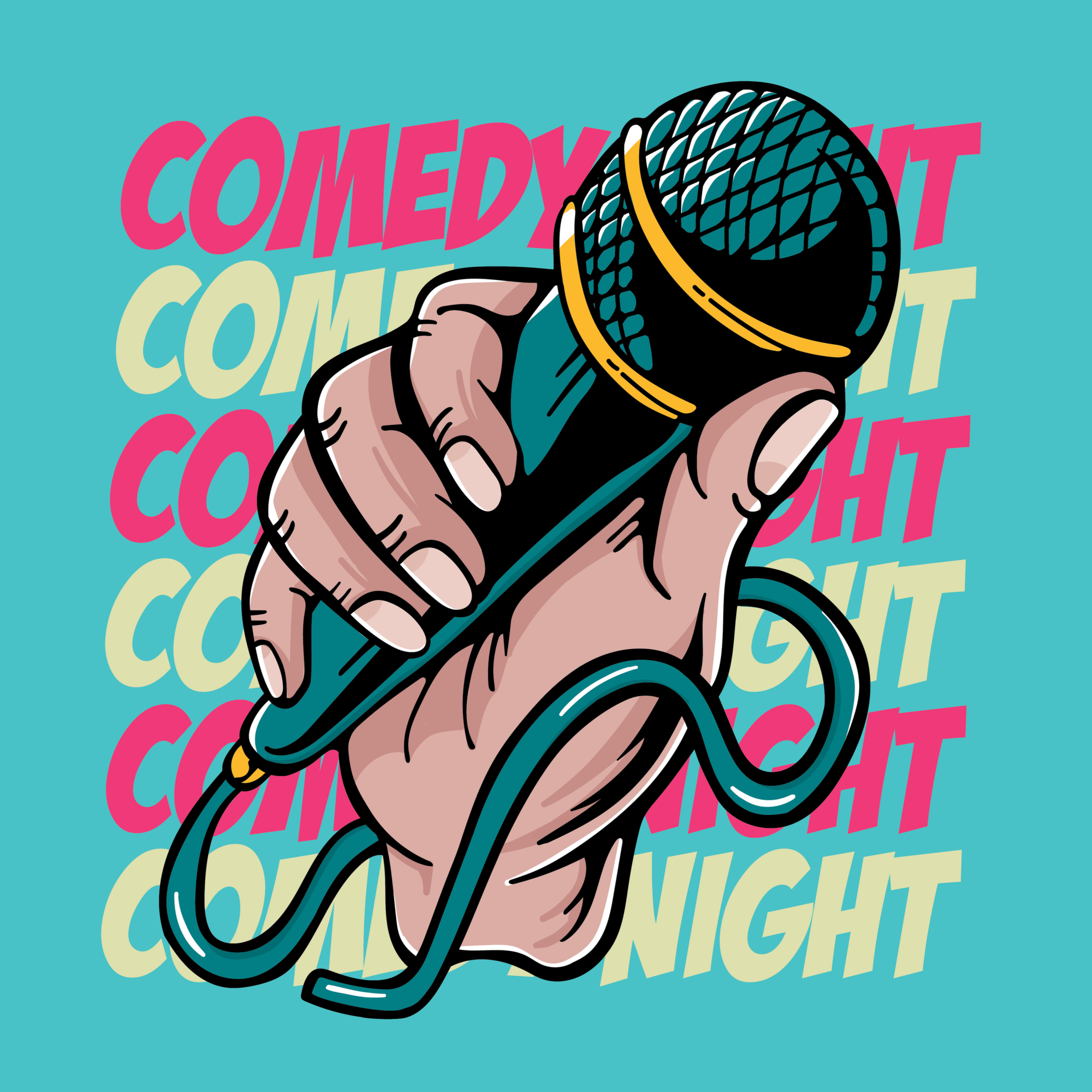 Social media advertisement for Craftsman's Corner Comedy Nights featuring custom illustration, bold event branding and promotional graphics.