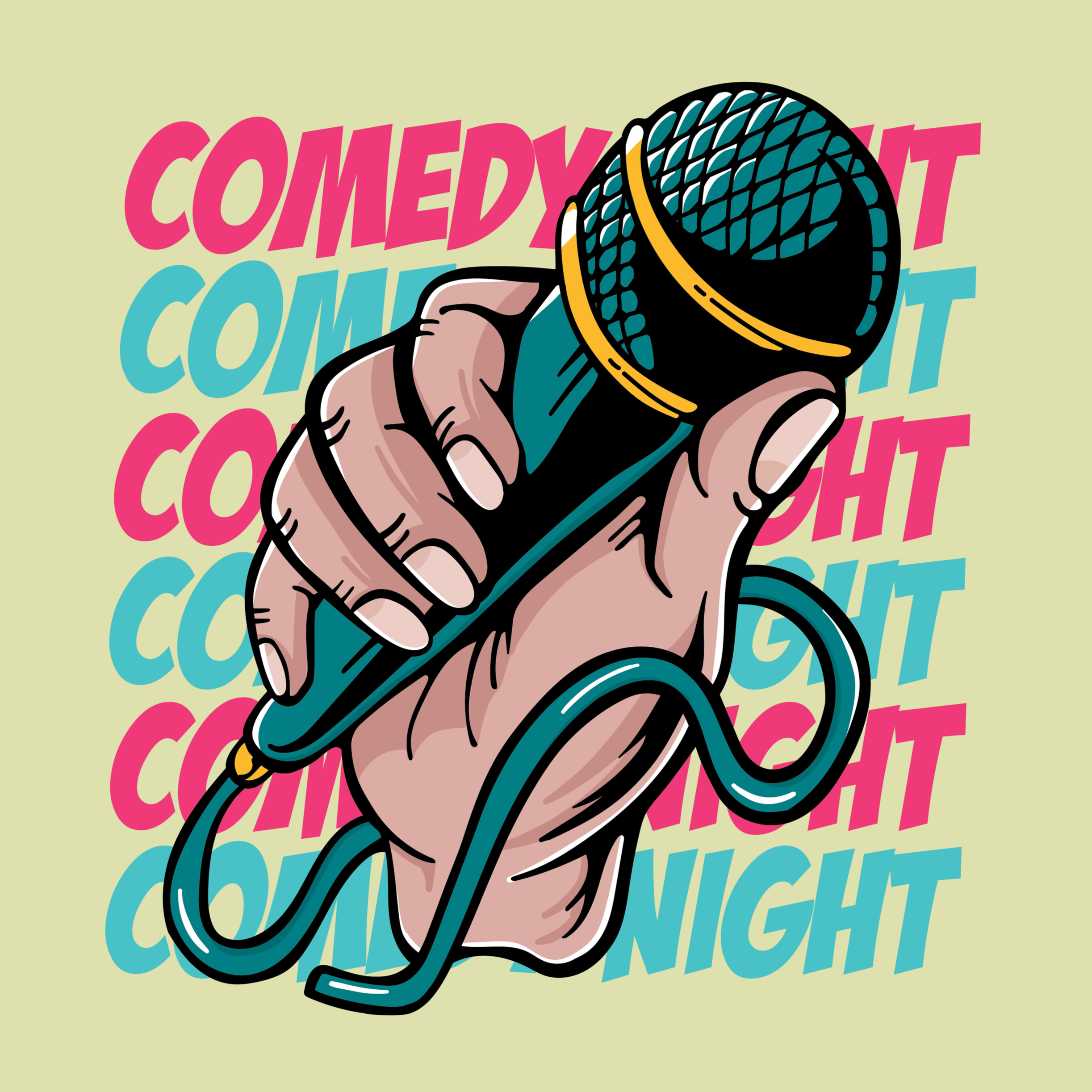 Social media advertisement for Craftsman's Corner Comedy Nights featuring custom illustration, bold event branding and promotional graphics.