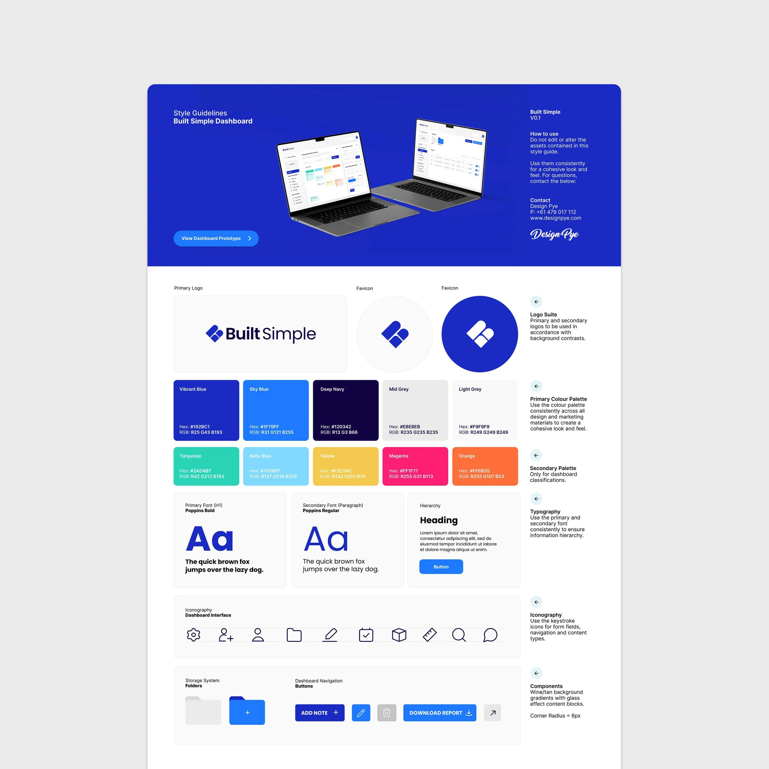 Style guide for the Built Simple construction project management platform, featuring the design system, colour palette, typography and reusable UI components.