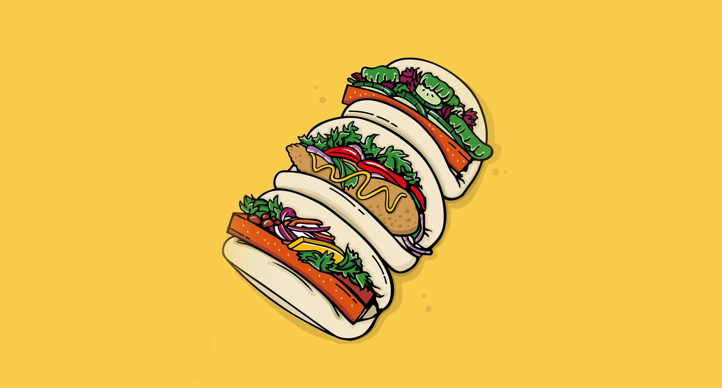 Custom illustrated promotional campaign for Craftsman's Corner, featuring print and digital marketing assets for Bao Bun Wednesdays.