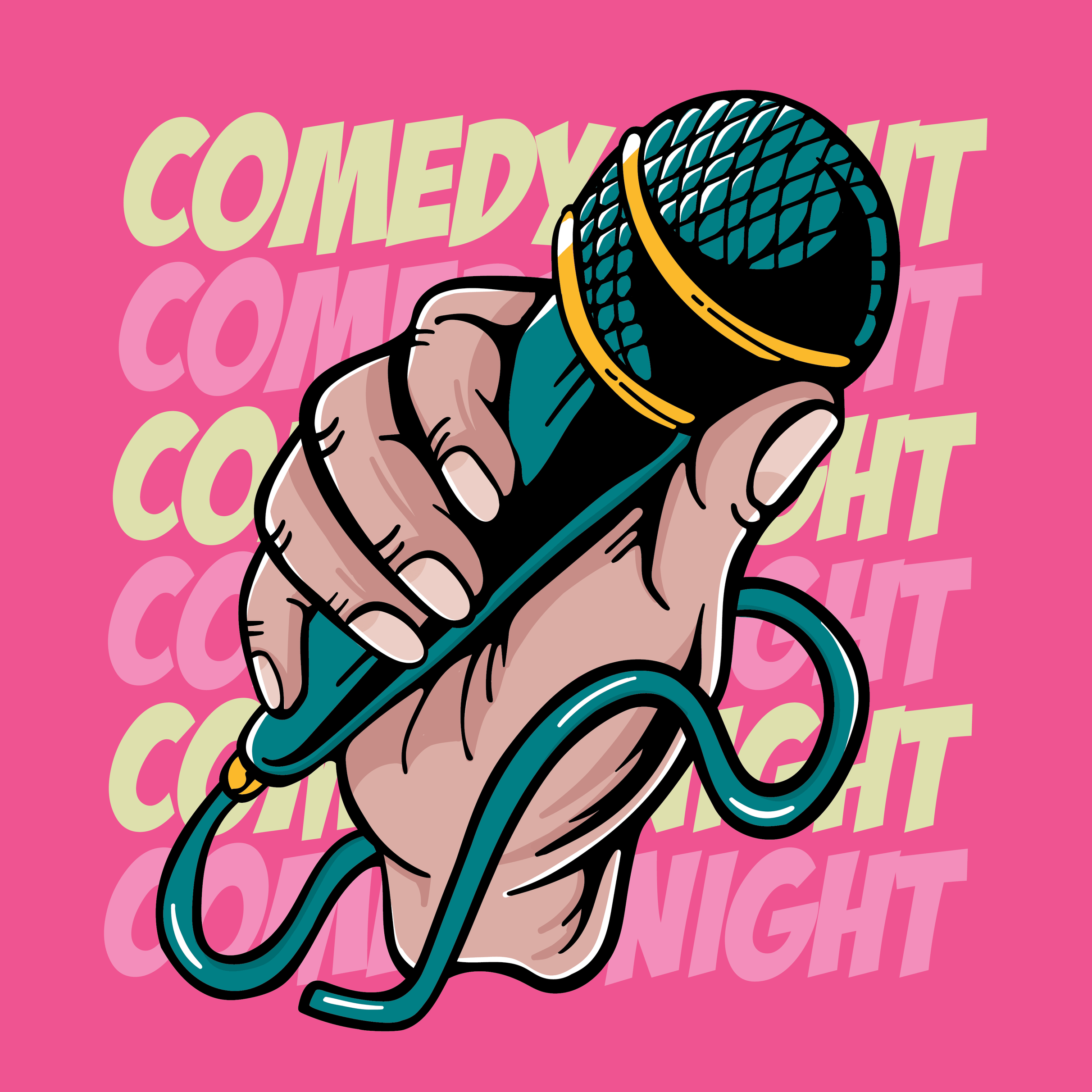 Social media advertisement for Craftsman's Corner Comedy Nights featuring custom illustration, bold event branding and promotional graphics.