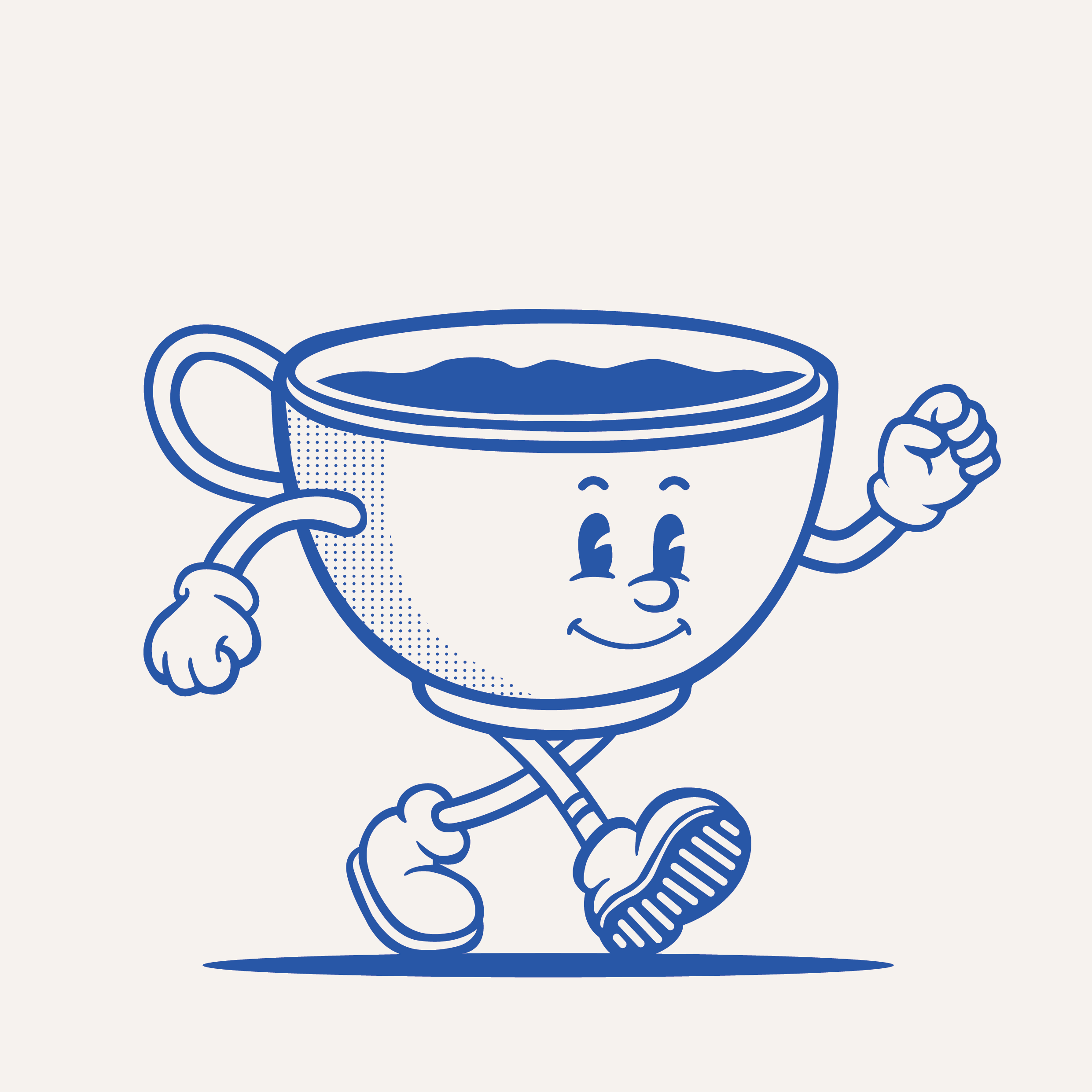 Custom mascot illustration system for Hap Cafe, featuring original character design for café branding, merchandise and visual identity.