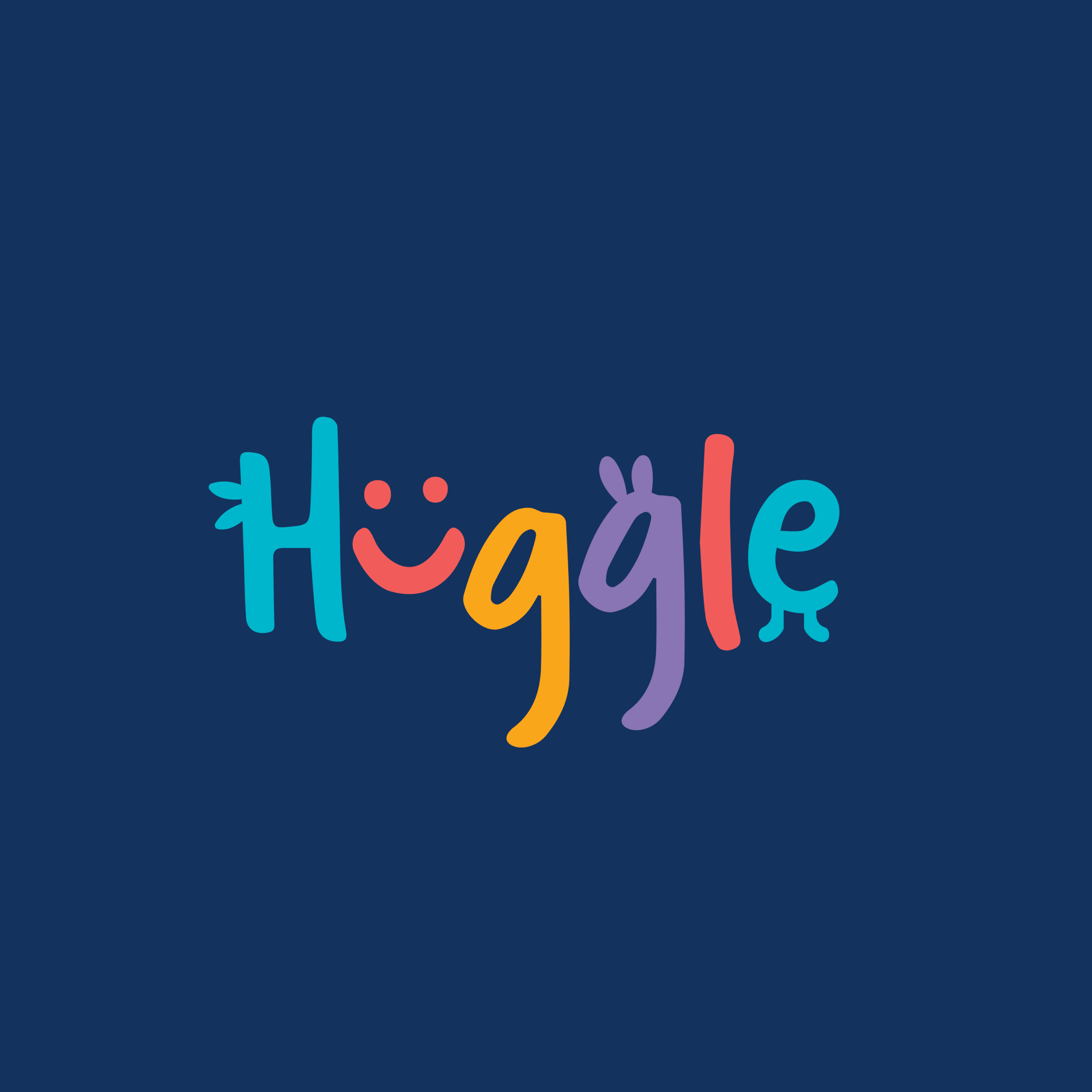 Huggle brand identity and packaging featuring a playful multicoloured logo designed for an early learning children's clothing brand.