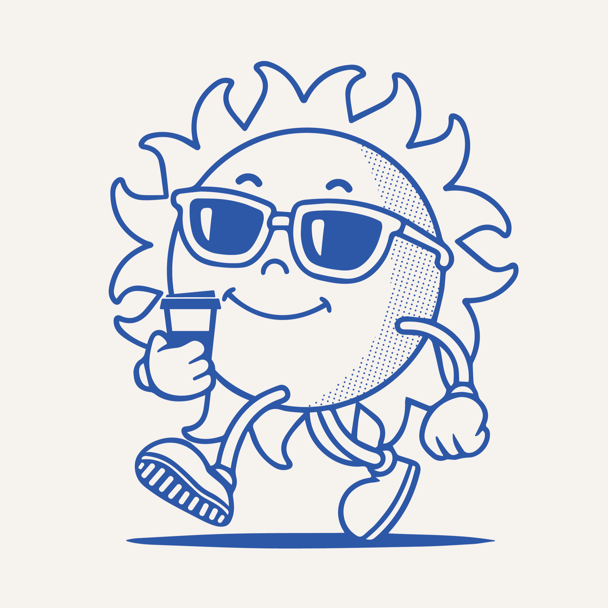 Custom mascot illustration system for Hap Cafe, featuring original character design for café branding, merchandise and visual identity.