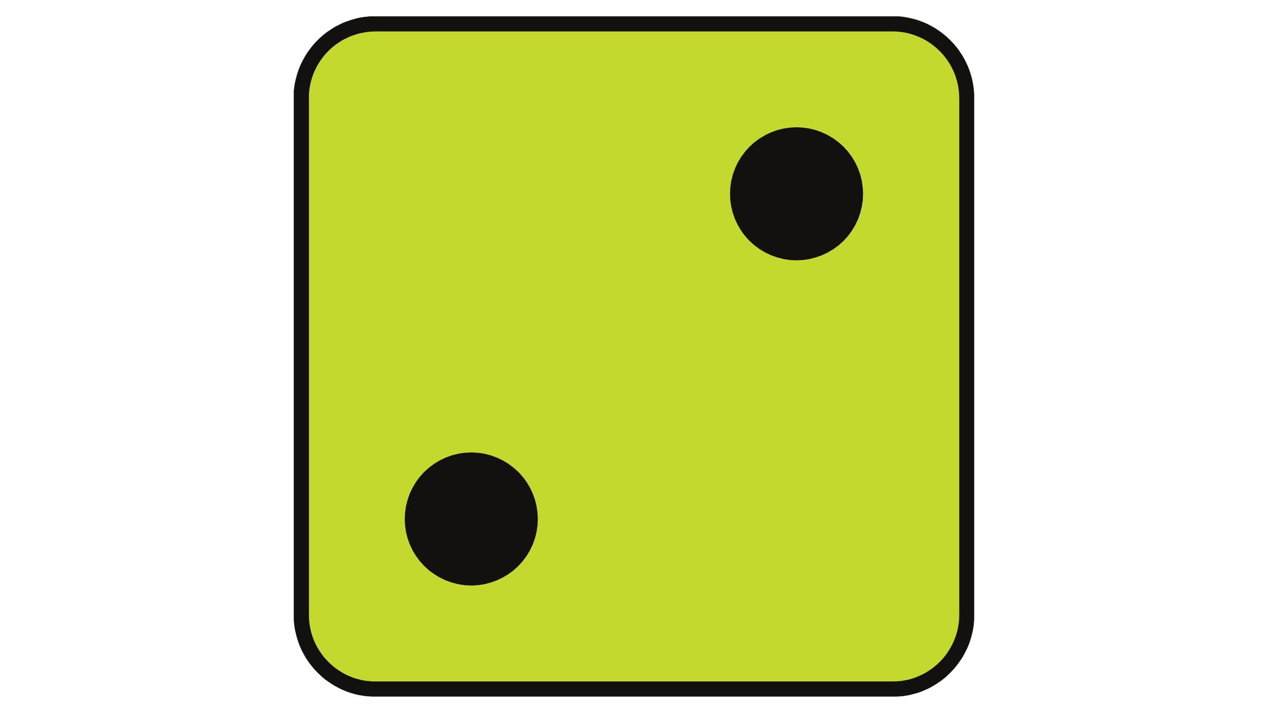 A close-up illustration of a green die with black dots, showing the number three on its face.