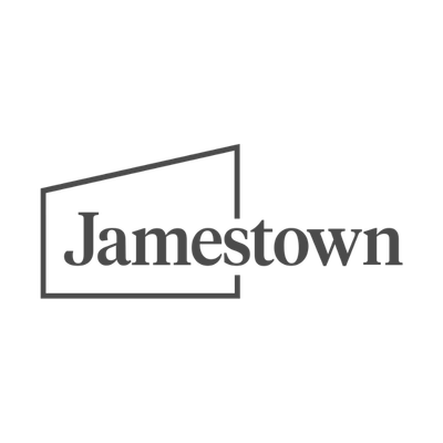 Jamestown logo with stylized text and geometric design.